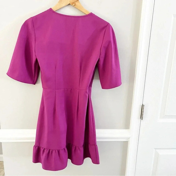 TopShop Dress Purple Ruffled Wrap Mini Dress Size 2 - Picture 4 of 7